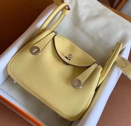 Hermes mini Lindy yellow 2023新色 銀扣 愛馬仕
