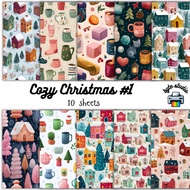 10 Sheets 8x8 Cozy Christmas Print by byte studio | Premium Paper Craft Junk Journal Stationery