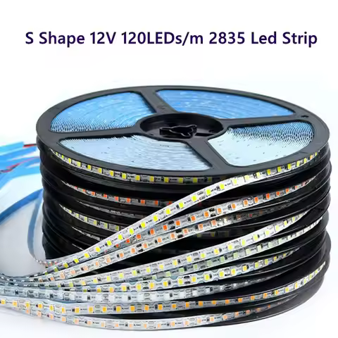 DC 12V S Shape LED Strip Light 6mm Width Bendable 2835 SMD 120LED/m Flexible Foldable Led Strip Stri