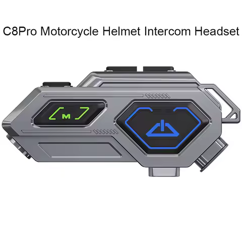 C8Pro Motorcycle Helmet Intercom Headset Bluetooth5.3 Handsfree Call With LED Lighting Noise Reducti