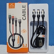 YOO FACE 3CB-01 Transfer Data 3in1 Fast Charging 1500mm Length USB CABLE