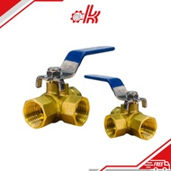 Copper three-way ball valve - 3-way copper ball valve with lever - T-L water, steam, and pneumatic d