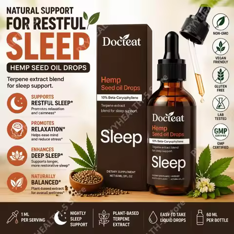 Docteat Sleep Support Drops with Hemp Seed Oil 10% Beta-Caryophyllene Terpene Extract Blend 1 Ml Ser