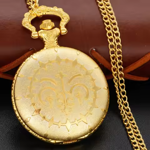 Golden Pandora Magic Box Thorn Emblem Embossed Quartz Pocket Watch Retro Men's and Women's Necklace 