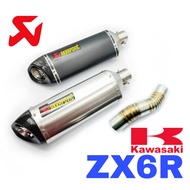 Akrapovic Exhaust Kawasaki ZX6R Short Slip On Tabung Muffler Stainless Pipe Accessories Motor ZX6 63