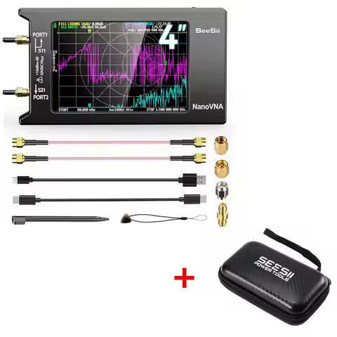 SEESII NanoVNA-H4 Vector Network Analyzer with EVA Protective Case 4" Touchscreen VNA Kit 10kHz–1.5G