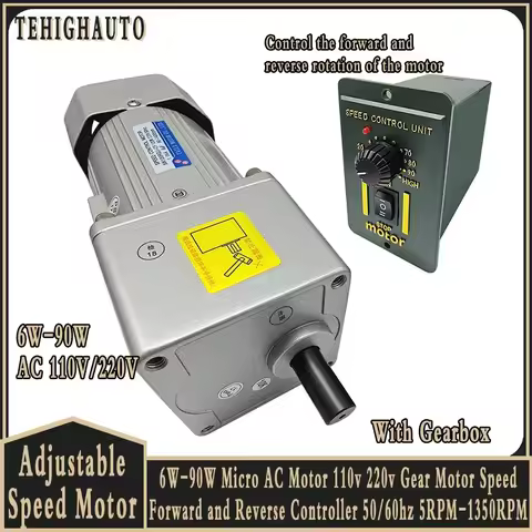 6W-90W Micro AC Motor 220V Gear Motor Speed Forward and Reverse Controller 50/60hz 5RPM-1350RPM For 