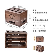 Multi-Layered Walnut Wood Router Storage Box for Living Room Concealed Cabling Home Entertainment Ce