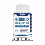Probiotic Capsules - Contains Digestive Enzymes &amp; Prebiotics - Promotes Digestive Health - Supports the Immune System Balances Cholesterol Levels