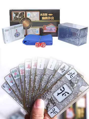 148 Piece-Cards Crystal Mahjong Set Waterproof Lightweight Poker Playing Card Suit For Mahjong Lover