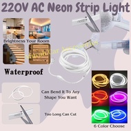 Waterproof Led Strip Light 220V AC Narrow Neon light can be Cut at Every 1meter(With EU plug) 120LED