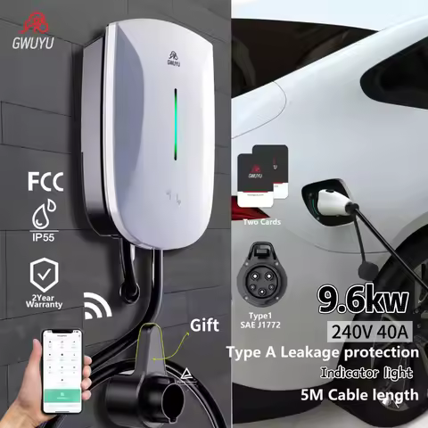 GWUYU US Standard Home Wall-mounted EV Charger 7KW 9.6KW 12KW APP Control Electric Vehicle Charging
