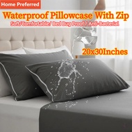 Waterproof Pillow Protector With Zipper Sarung Bantal Kalis Air Berzip Cotton Pillow Case 20x30 Inch