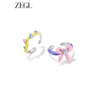 ZEGL設計師多巴胺氣球系列彩色蝴蝶戒指女小眾設計指環粉色食指戒