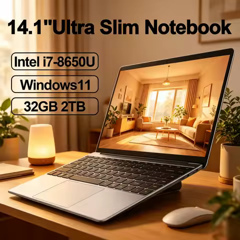 LENO Portable 14.1" Gaming Laptop, 1080P HD Screen, Intel Core i7 8650U, 32GB 2TB, Win11 Office Comp