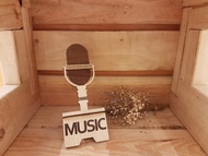 【教師節禮物】木頭手機座-麥克風 名片架/禮物/贈品