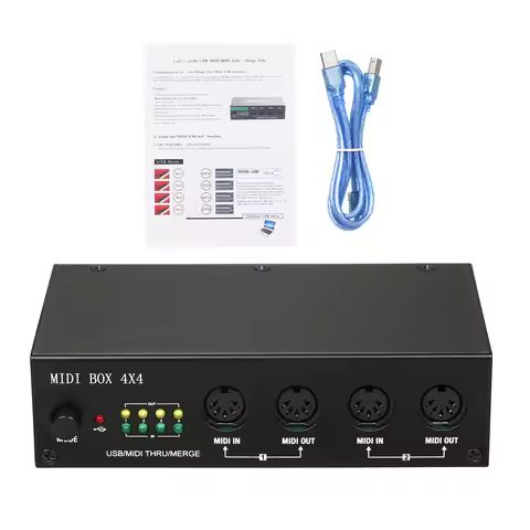 UM4X4 USB MIDI Interface 4 IN /4 Out 64 MIDI Channels 4i/4o + Merge 2i4o MIDI Box 4X4