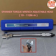 Spanner torque wrench adjustable head with case (19-110Nm)multipurpose tool/car/aircond/spana boleh 