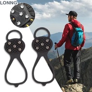 LONNG 1 Pair Shoes Crampons, Spike Anti-Slip Ice Gripper Spike,  Universal 5/8 Teeth Spike Grips Cle