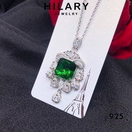 HILARY JEWELRY For Leher Women Rantai Emerald Korean Pendant 純銀項鏈 Silver Perempuan Necklace 925 Perak Creative Accessories Sterling Chain Crystal Original N1189