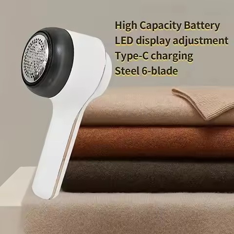 Mint Green Fabric Shaver & Lint Remover with Digital Power Display - 3-Speed USB Rechargeable Sweate