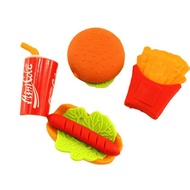 A Set Of 4 Instant Food Burgers Hot Dog French Fries Eraser/Student Eraser Stationery School Supplie