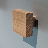 Oak square knob, cupboard cabinet drawer pull handle. Handle cabinet door pull