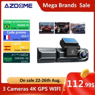 AZDOME Dash Cam 4K+1080P Front and Rear and Inner Car DVR 3 Cameras GPS IR Night Vision WiFi Car Das