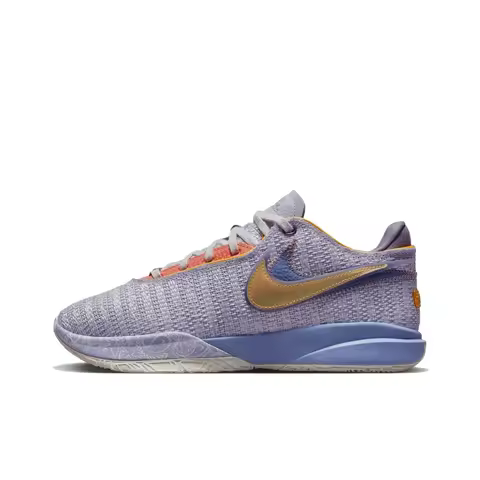 Nike LeBron 20 Basketball Shoes Men's Low Top Frost Purple/Pulse Purple/Canyon Purple/Metal Gold DJ5