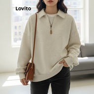 Lovito Women's Casual Zipper Sweatshirt Solid Spring/Summer L102AD477