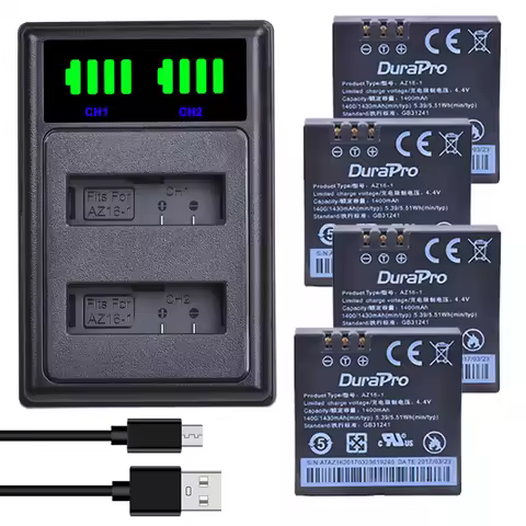 1400mAh AZ16 1 Battery AZ16-1 Bateria +LED Dual Charger &USB-C Port for Xiaomi Yi 2 4K Original Xiao