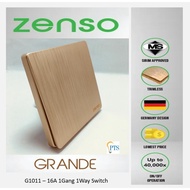 Zenso Grande - Suis 16A 1Gang 1Way & 1Gang 2Way Switched - Gold Color