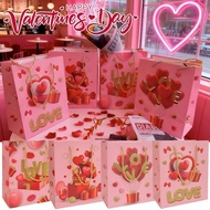 Valentine's Day Gift Bag with Gold Stamped Heart Design, Premium White Cardstock, Handbag Style for 