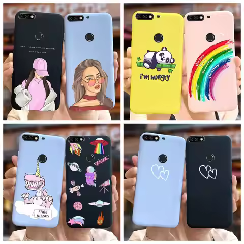 For Huawei Y7 Prime 2018 Case Honor 7C Rusian Soft Silicone Stylish Painted Cover Case For Huawei Y7