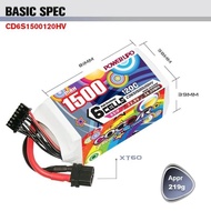 Coddar Lipo Battery 6S 1500mah 120c HV 22.8v Drone Racing Battery