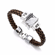Anime Attack On Titan Charm Bracelet Shingeki No Kyojin Cosplay Unisex Leather Bracelets AOT Wristba