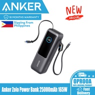 Anker Zolo Power Bank 25000mAh 165W with Retractable and Built-In USB-C Cables