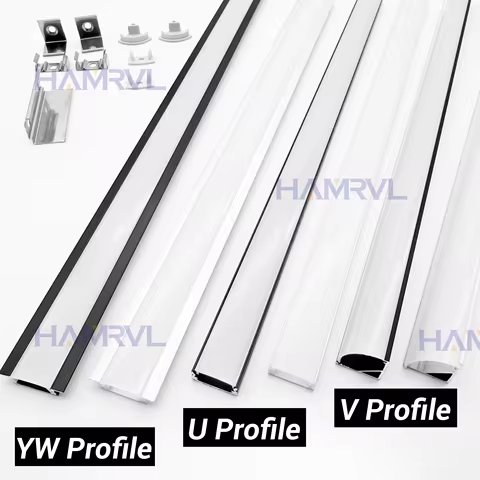 2-30PCS 0.5m LED Aluminum Channel Profile U/V/W Snap-On Cover Heat Dissipation Housing for LED Strip