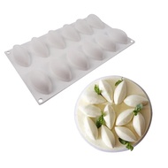 【】 New 12 Fondant Mold Cavity Silicone Cake Form Quenelle Shaped Mould Mousse Cake Chocolate Decorat