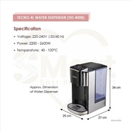 Tecno Instant Boiling water dispenser with detachable water tank and STRIX water filter TID4008 (1yr