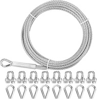 Thickened 1/4 Stainless Steel Cable, 75ft Wire Rope, 7X19 Strands Aircraft Cable, 6400lbs Breaking S