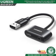 Cáp chuyển USB to 3.5mm Ugreen 80897 CM397 (Chíp DAC dùng cho tai nghe cổng 3.5mm và USB C)