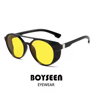 BOYSEEN Punk Style Polarized Sunglasses Night Vision Yellow Glasses Motorcycle Driving Windproof Gog