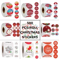 500 Pcs/Roll 2023 Merry Christmas Stickers 2.5cm Round Cute Cartoon Xmas New Year Gift Decor Sticker Santa Snowman Pattern Seal Labels