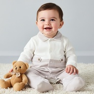 Babyshop Giggles Cotton Collared Long Sleeves Sleepsuit With Snap Button Closure