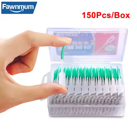 150Pcs Fawnmum Dental Floss Stick Tooth Cleaning Interdental Brush Dental Floss Pick Oral Hygiene Ca