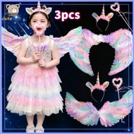 Angel Feather Wings Unicorn Rainbow Feather Wings Wand Girls Cosplay Costume Party Halloween Gift
