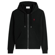 AMI Paris Ami De Coeur Zipped Hoodie Black/Red (SS24)