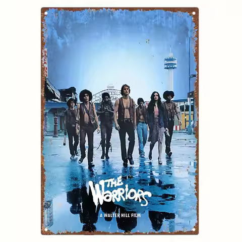 [Durable Build] Vintage "The Warriors" Metal Tin Sign - Nostalgic Film & TV Theme, Aluminum Wall Art