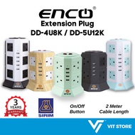 ENCO Tower Extension Plug Sambungan Power 8 Soket + 4 USB | Pudina SIRIM Fast Safety Hijau Karbon 插头